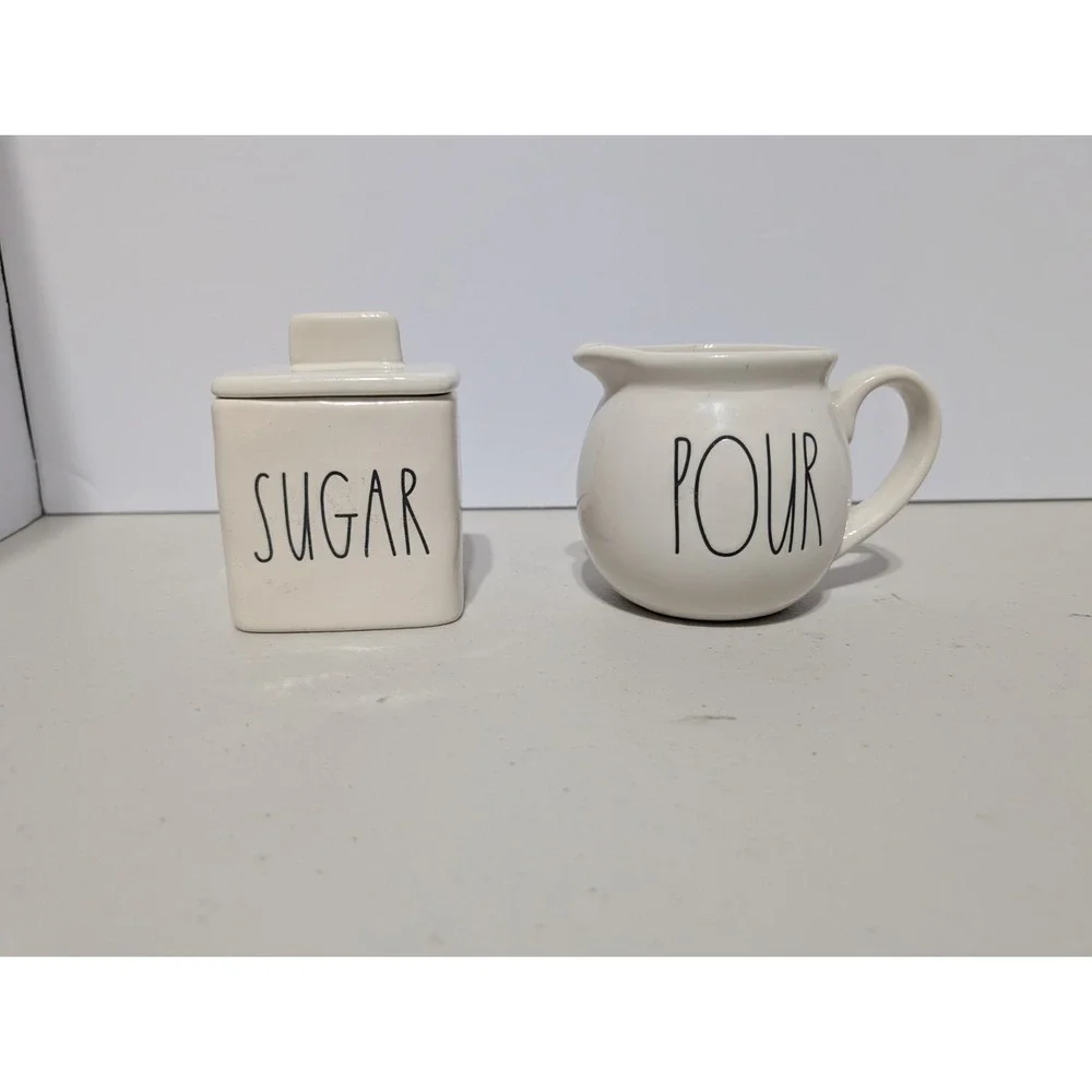 Rae Dunn Artisan Collection Scoop Sugar Bowl and Pour Creamer  Set